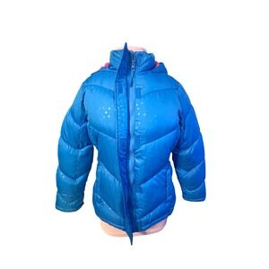 Vertical 9 Puffer Jacket Kids XL 14/16 Blue Star Print Excellent Hooded Coat